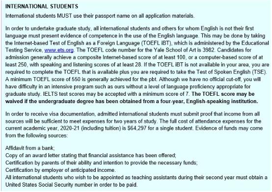 耶鲁大学国际生语言要求