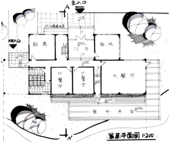 学生作品：建筑平面草图规范练习